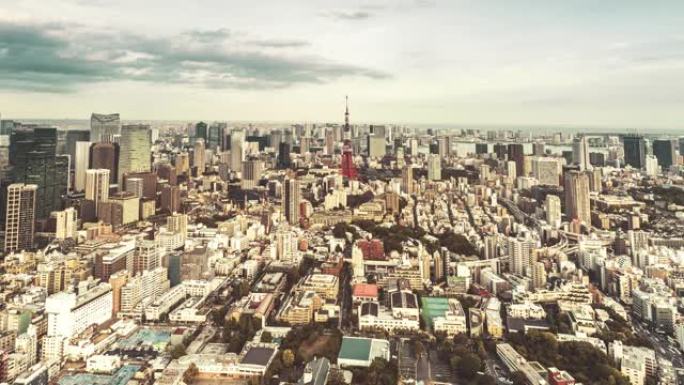 东京的Slyline和日本的TokyoTower从白天到晚上。