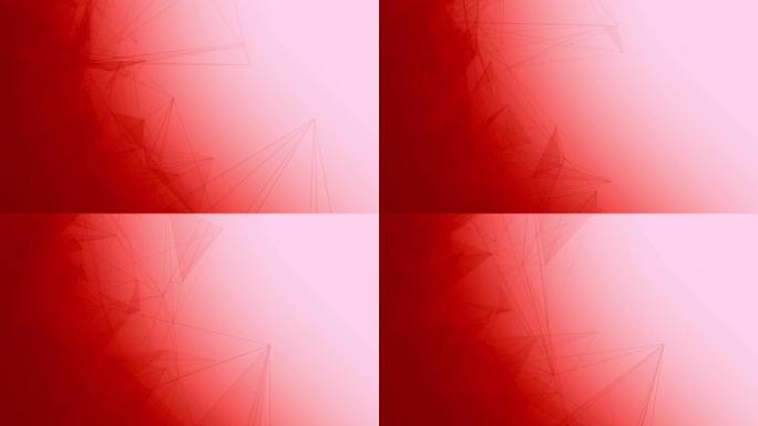 生动的红色和白色渐变背景上的简约线框，矢量和多边形