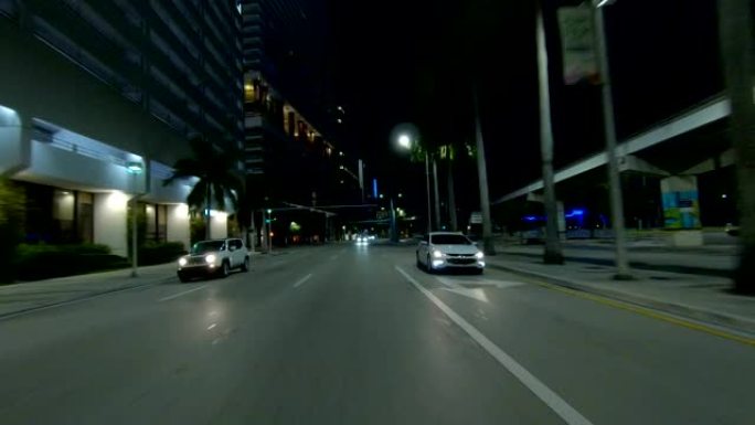 迈阿密市中心二十三号合成系列后视驾驶过程道路