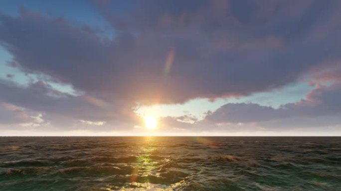 海洋中的日出地平线地平面朝阳