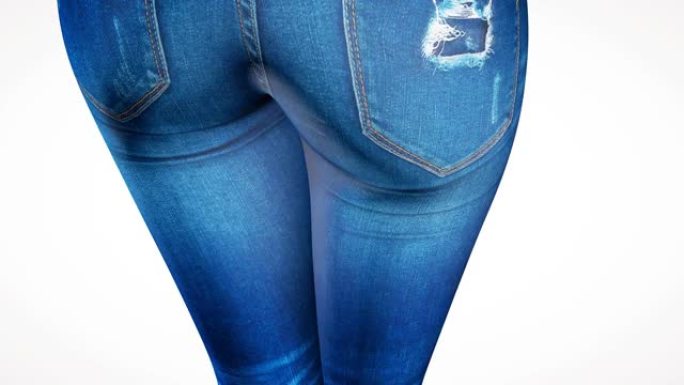 牛仔裤里漂亮的女性屁股。3D渲染。
