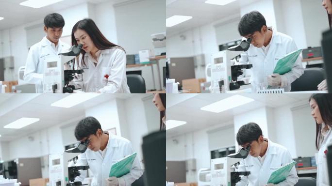 两名医学科学家在医学实验室工作