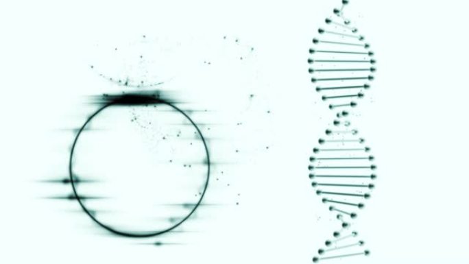 DNA双螺旋和一个产生黑光的圆圈。
