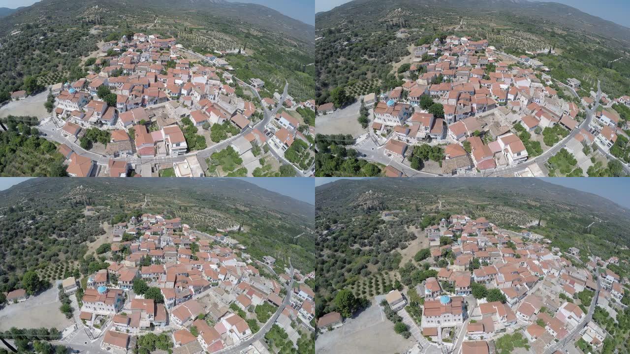 希腊萨摩斯岛米利村的鸟瞰图