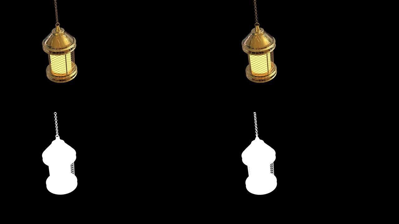 阿拉伯金色斋月灯笼，包括alpha频道