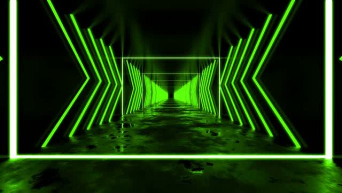 绿色Vj走廊环路三维动画地面反射走马灯