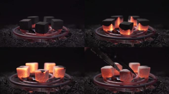 水烟木炭在加热的电炉上延时燃烧