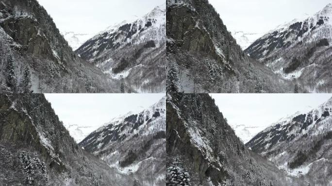 意大利阿尔卑斯山里梅拉的冬季鸟瞰图
