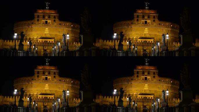 夜间在罗马的圣天使城堡