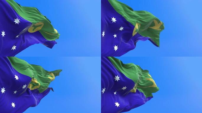 圣诞岛- 3D现实挥舞旗帜的背景