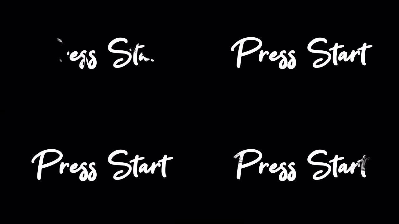 按开始绿色背景上的白色草书字体过渡股票视频