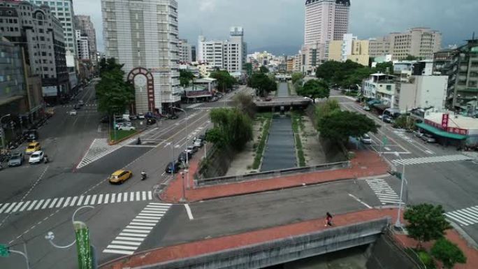 鸟瞰柳川运河在台中市有顶级景点