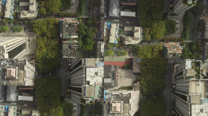 晴天南京市中心区交通街空中俯拍全景4k中国