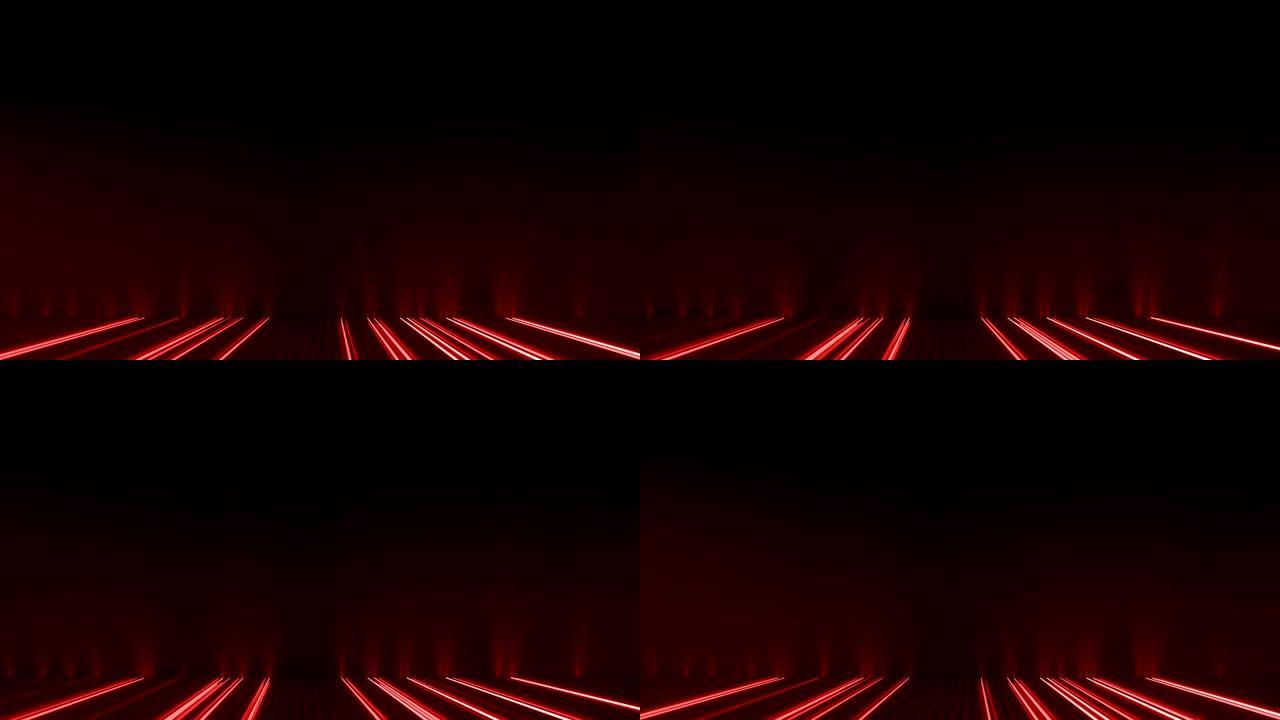 发光红色霓虹灯管无缝循环3D渲染动画