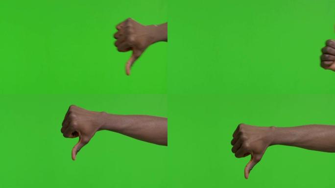 非洲男性手示意拇指向上，拇指向下，不喜欢