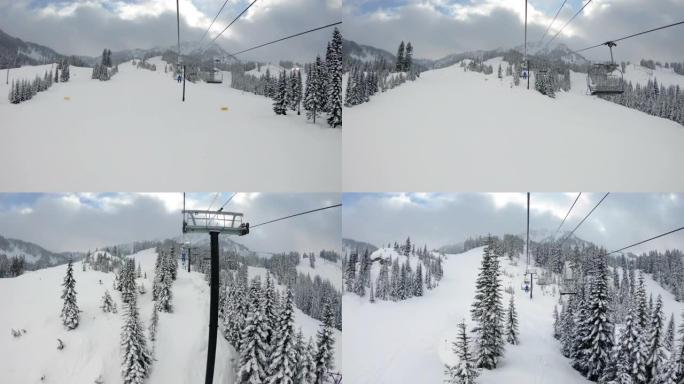 冬季运动胜地滑雪缆车骑行时间流逝