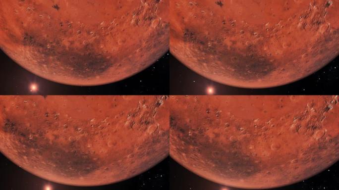 绕火星轨道运行合成背景视频素材三维动画