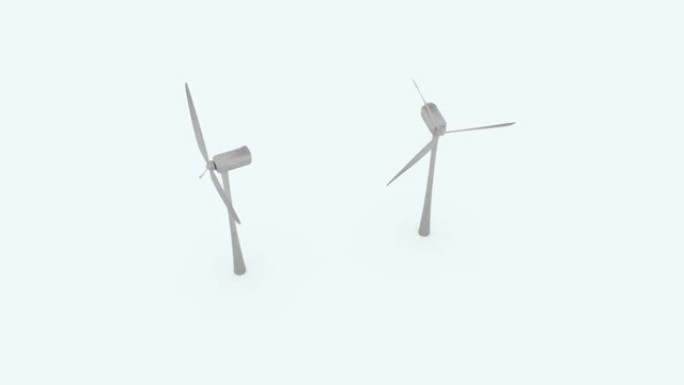 白色背景动画上的风力发电机