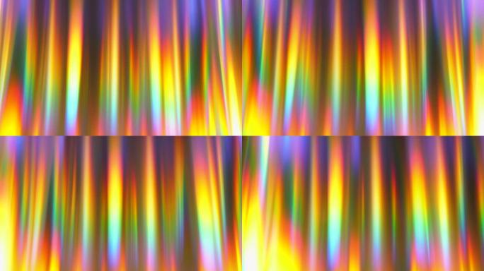 彩色彩虹条纹形状。弦理论。彩虹射线在太空中的运动。反射钻石抽象光背景。光线穿过棱镜的彩色游戏。一串空