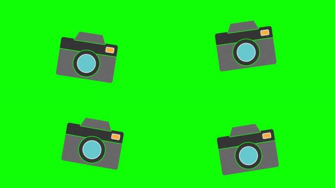相机手绘绿色屏幕。浮动循环动画
