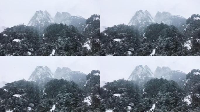 黄山罕见下雪联合国教科文组织世界遗产，冬季大雪风景公园