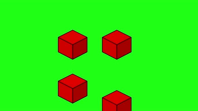 抽象红色视错觉。绿屏镜头。4k 3d动画。