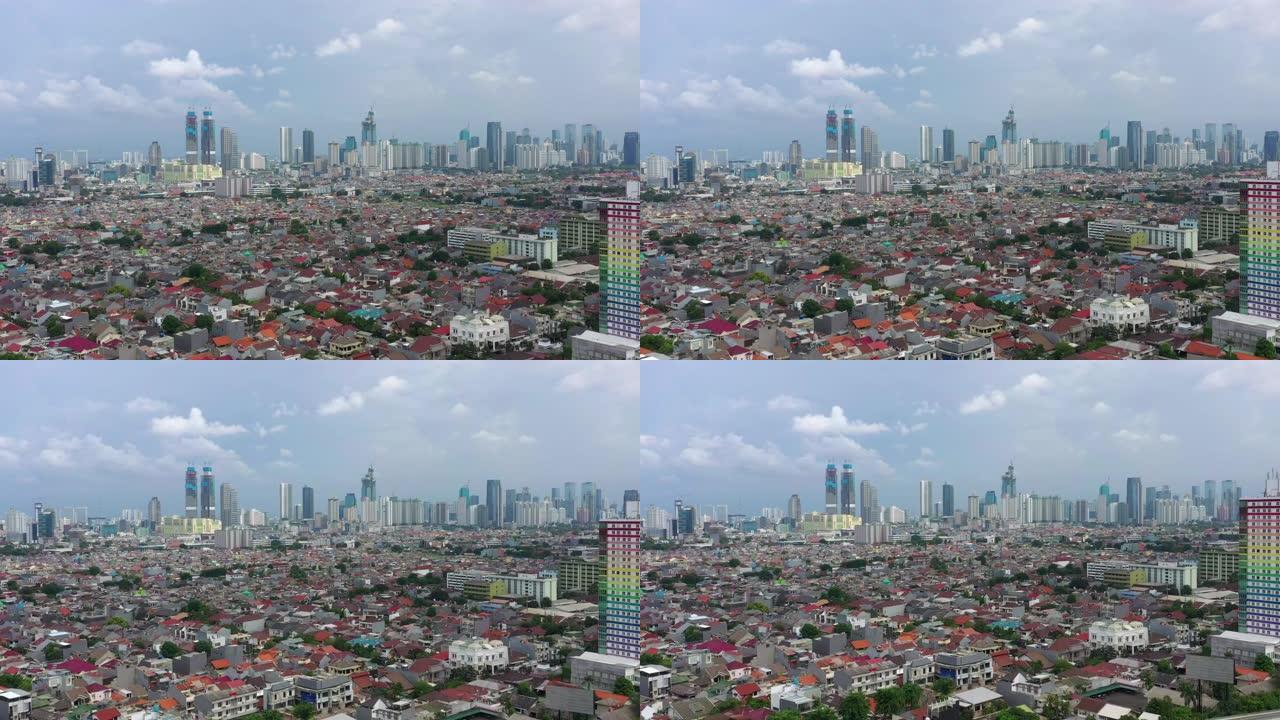 雅加达市晴天中央景观航空全景4k印度尼西亚