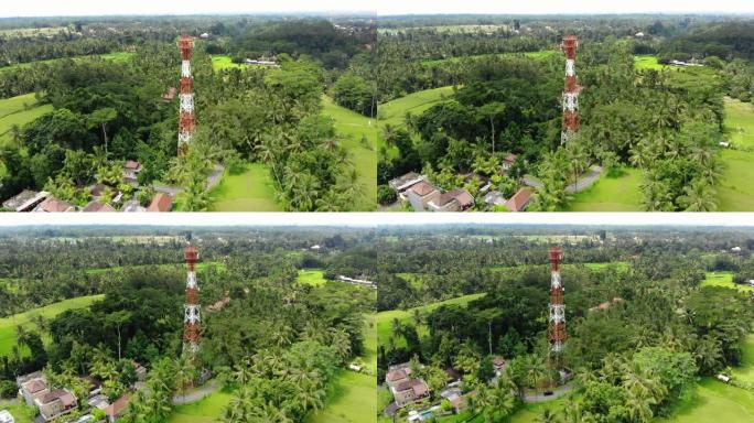亚洲热带岛屿村庄的无线电天线