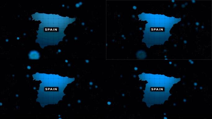 4k冠状病毒爆发与西班牙地图冠状病毒概念