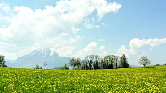 春天的风景。瑞士。皮拉图斯山的山顶。