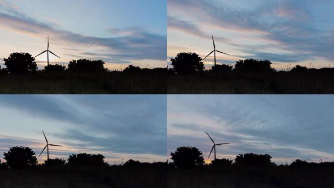 Wind Turbine with Clouds剪影