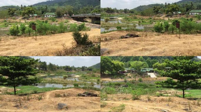 小河和小桥边的Khlong Tha景观