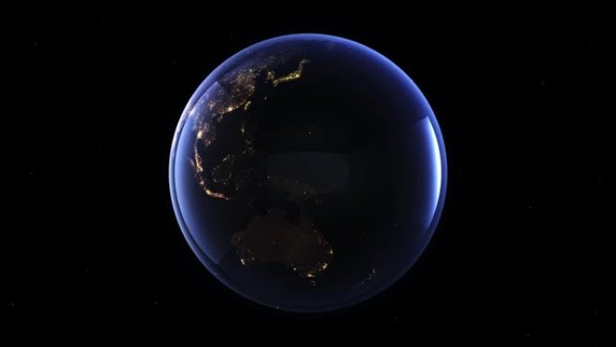 地球，从太空看。3d地球。通过宇宙，恒星和平流层4k旋转动画。