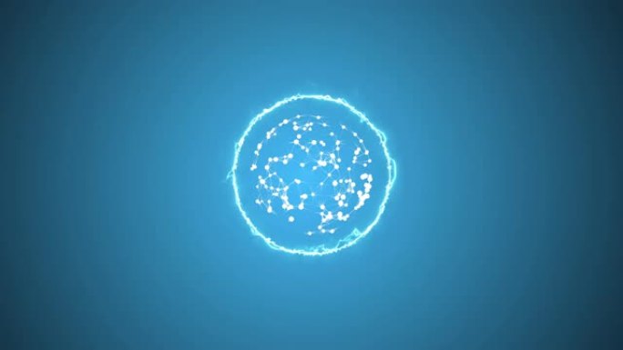 摘要人类细胞或胚胎，膜看起来像闪电圈在蓝色背景上旋转。