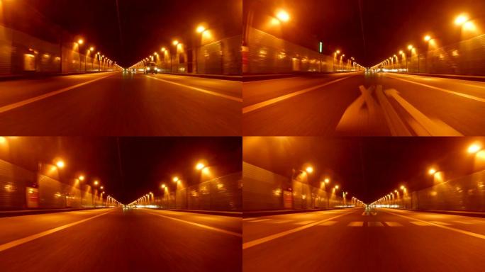 隧道驾驶/后视图驾车开车夜色