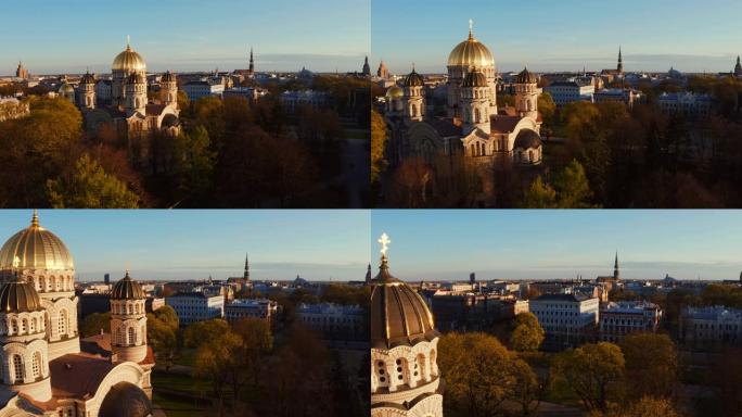 基督大教堂里加诞生的空中俯视图-拉脱维亚著名的教堂和地标。