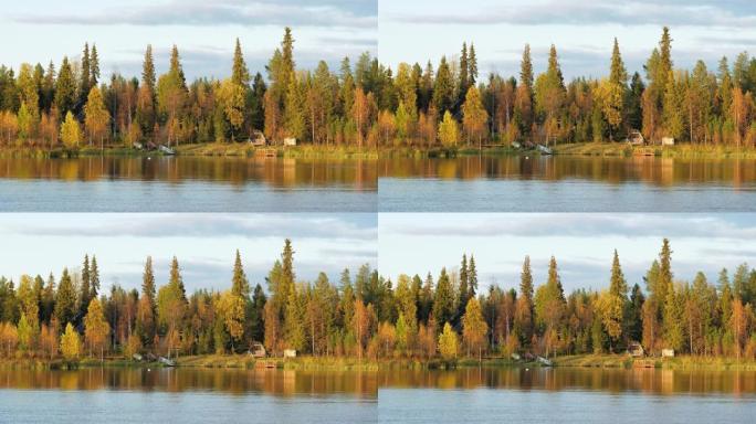 芬兰鲁斯卡期间湖畔的传统芬兰乡间别墅
