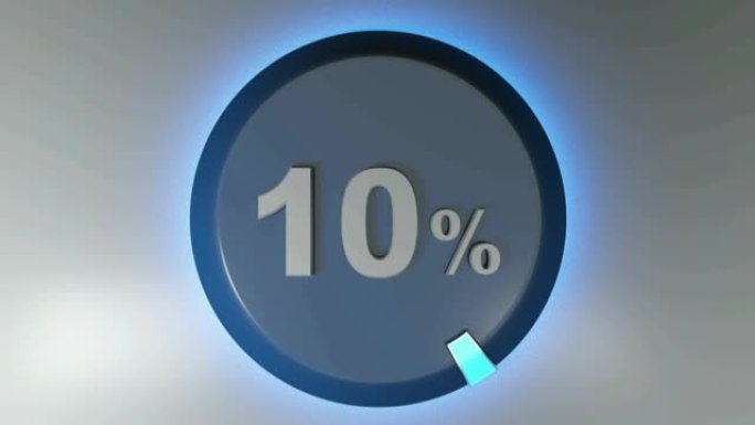 10% 带有旋转光标的蓝色圆形标志-3D渲染视频剪辑