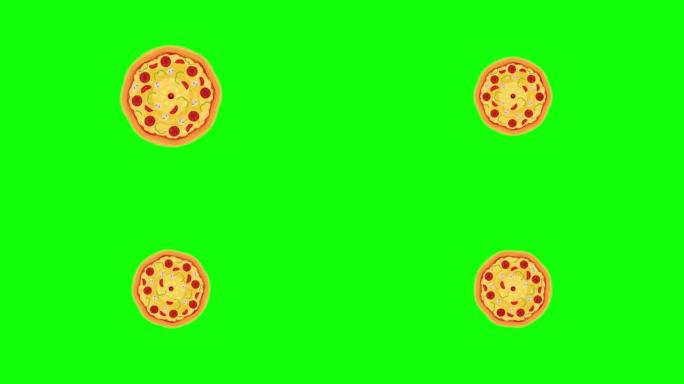 4k动画旋转披萨，淡入淡出。