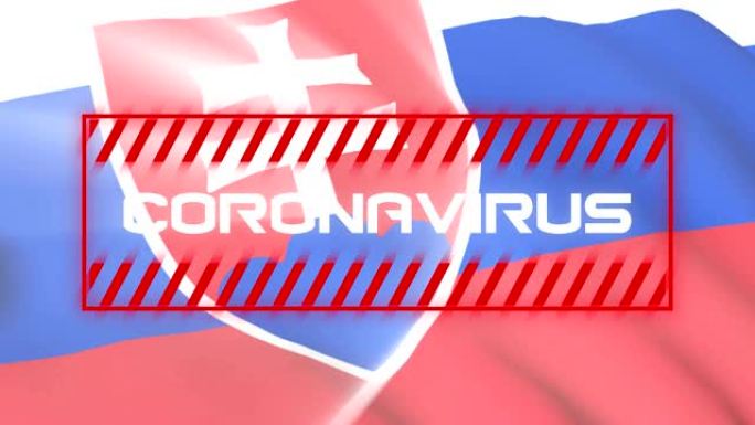 冠状病毒在背景中写在斯洛伐克国旗上的单词动画。