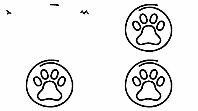 宠物坐素描线图标动画