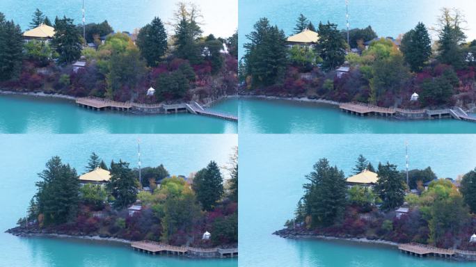 航拍 西藏 巴松措湖 5A景区 高山峡谷