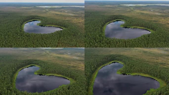 芬兰心形湖的风景鸟瞰图