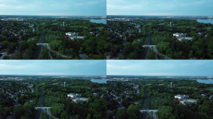 加拿大多伦多胭脂国家城市公园和胭脂河鸟瞰图