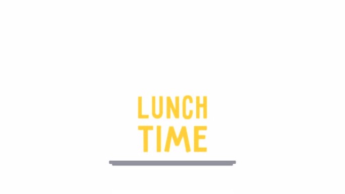 餐厅食物盘子和午餐时间文本。