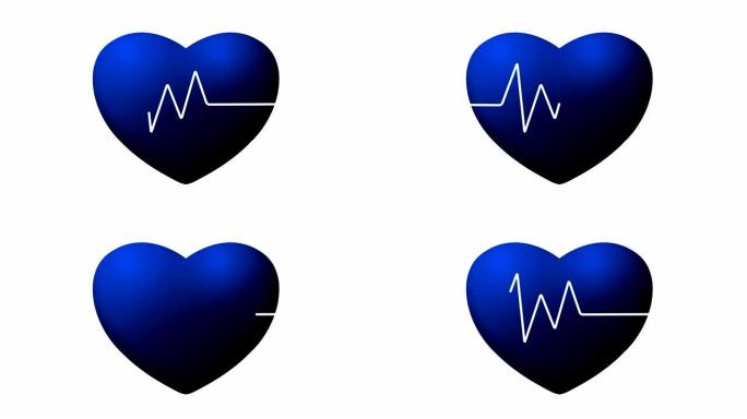 4k心电图动画-心脏背景 | 可循环