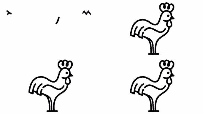 家禽饲养涂鸦线图标动画