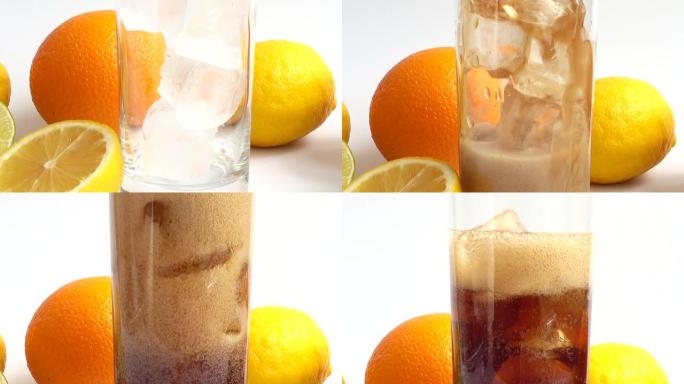 用冰在玻璃杯中制备饮料。