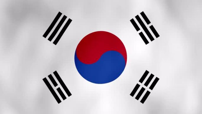 韩国国旗飘扬的动画- 4k
