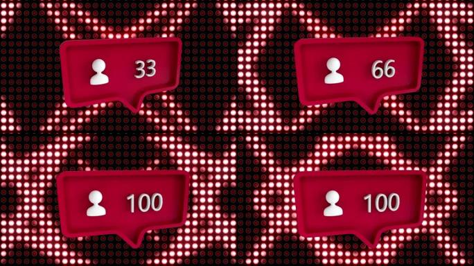 人物图标和数字从零增长到100的红色语音气泡动画